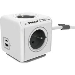 Adaptr multifunkn Powercube 16A 250V dlka kblu 1,5m Extended USB siv Extended USB PD