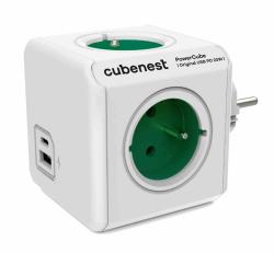 Adaptr multifunkn Powercube 16A 250V Original USB zelen PD A+C